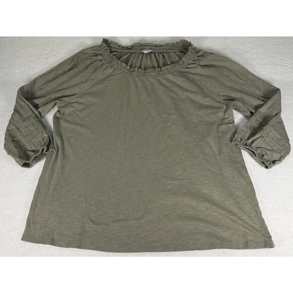 J. JILL PLEATED SLEEVE KNIT PEASANT TOP MEDIUM WOMEN'S GREEN - Picture 1 of 6